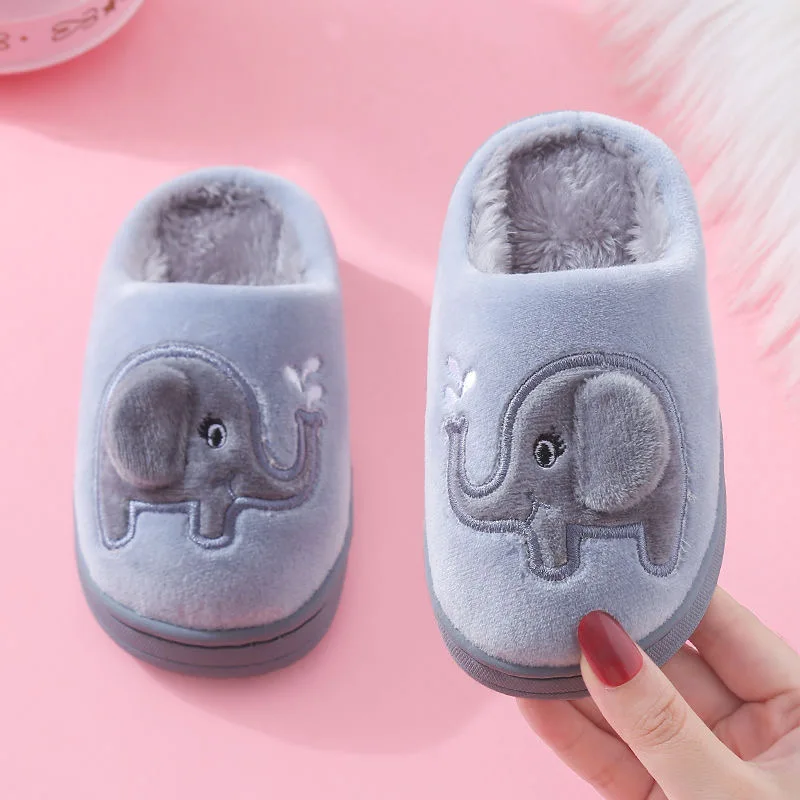 KIDS  Winter Warm Home  Slippers Kids Indoor Shoes Girls pink House Floor Slides Boy Sliders Child Cotton shoes