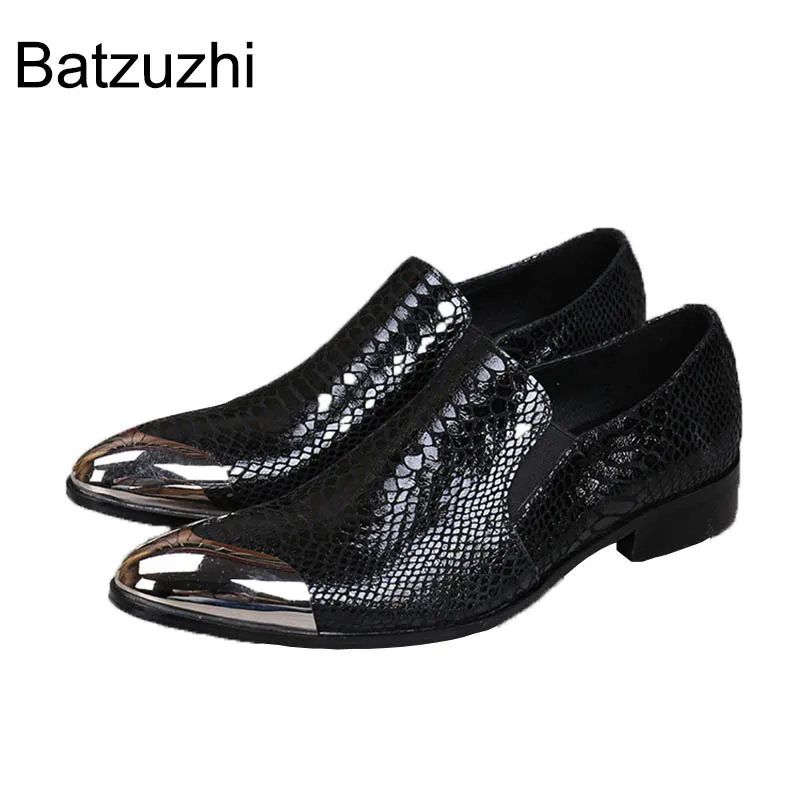 Batzuzhi New 2024 Men's Black Leather Shoes Front Metal Cap Men's Dress Shoes Designer's Shoes Men, EU38-46! Zapatillas Hombre