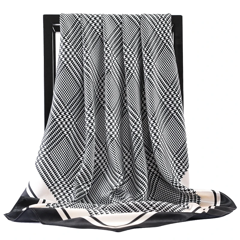 2023 nuevo diseño 90*90cm elegante bufanda de seda cuadrado satén mujer cabeza pelo mujer Oficina señora chal foulard de gasa pañuelo silenciador