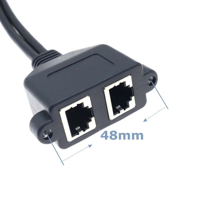 50cm 8Pin RJ45 Extension Cable 2 Male Pair Double Female Screw Panel Mounting Hole Ethernet Lan Network CAT5 Network Cable