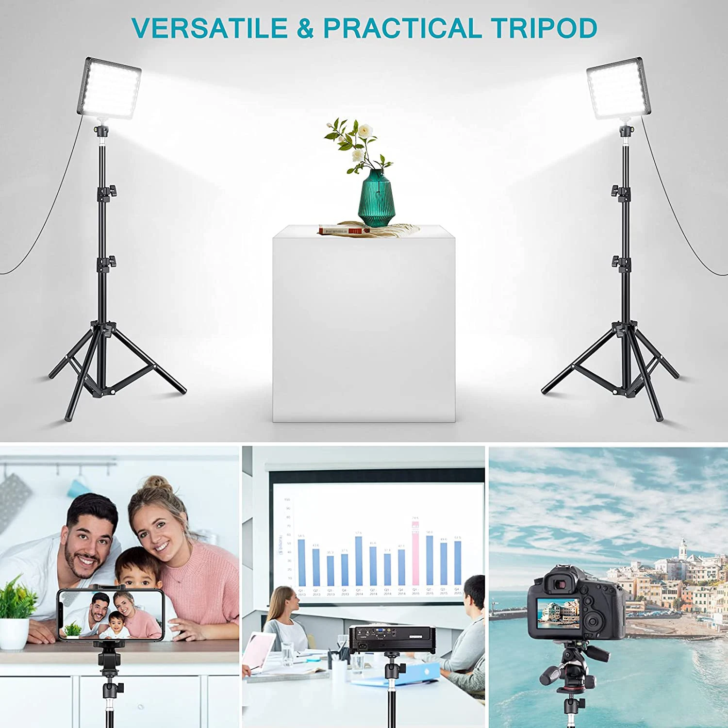 LED Video Light Panel Photography Lighting Photo Studio Lamp Kit 2 Pack For Shoot Live Streaming Youbube With Stand RGB Filters