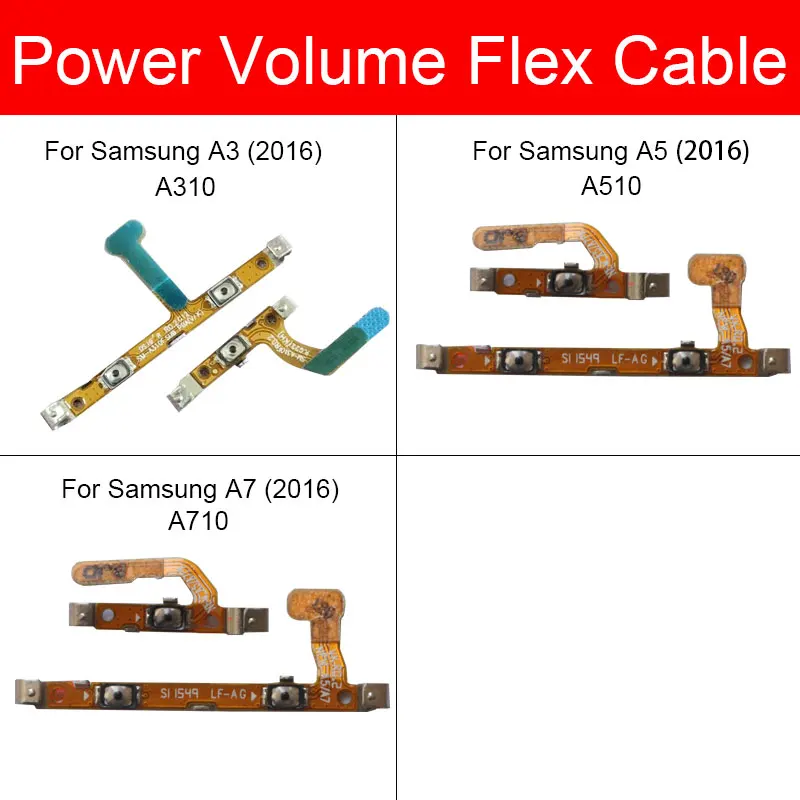 

Power + Volume Flex Cable For Samsung Galaxy A3 A5 A7 2016 A310 A510 A710 Side Button Switch Flex Ribbon Cable Replacement