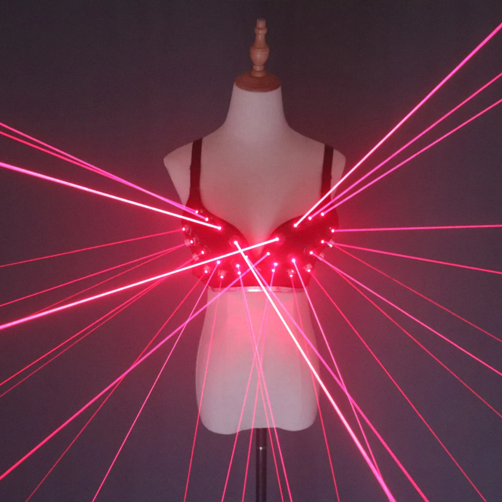 Moda czerwony Laser Luminous Sexy Lady biustonosz pokaz laserowy kostiumy sceniczne dla piosenkarka tancerz klub nocny wykonawców