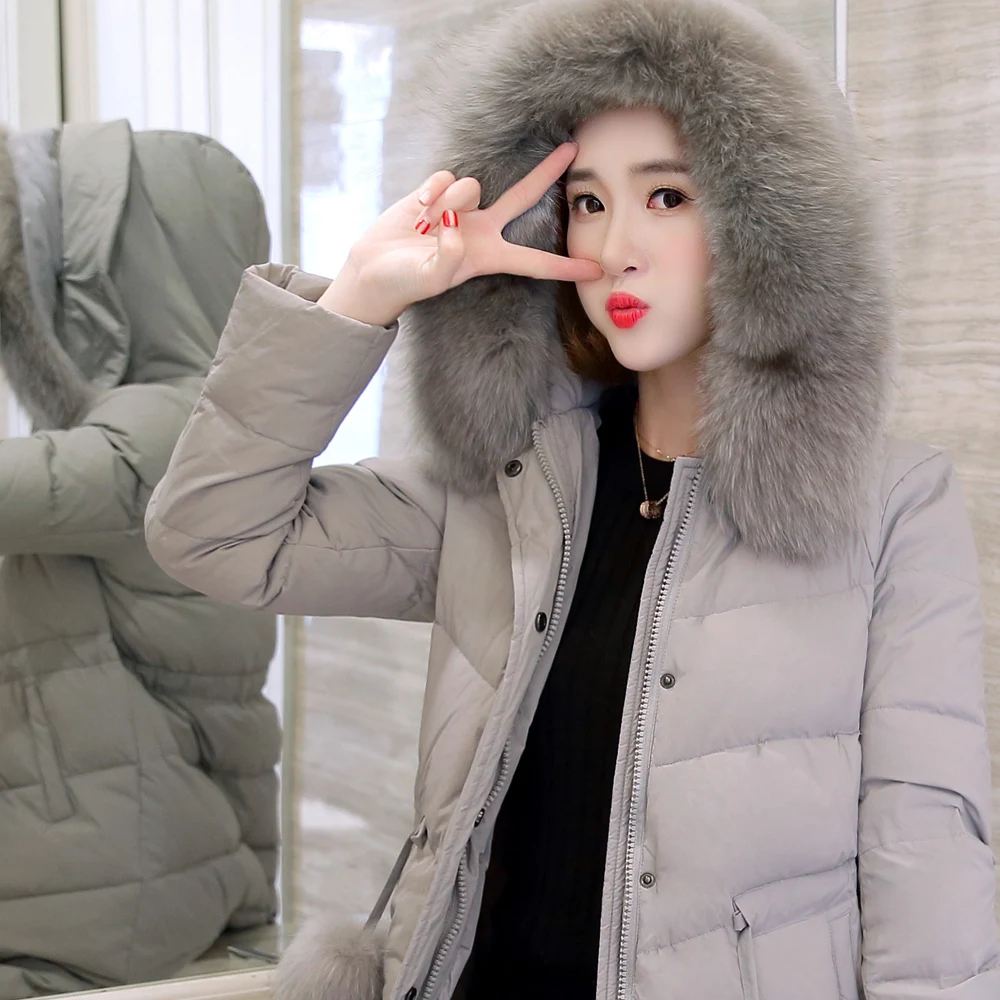 

Thick Warm Down Parka Women Duck Down Jacket Female Winter Coat 2020 Ladies Long Coat Natural Raccoon Fur Overcoat 17006