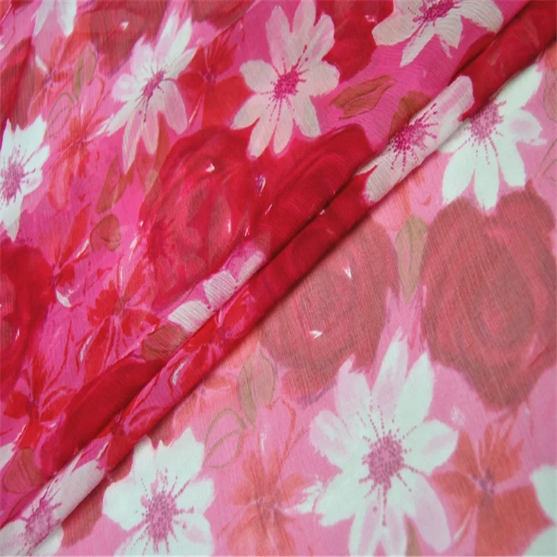 Top Quality Rose Chrysanthemum Silk Crepe Georgette Fabric with Lightweight Material for Summer Dress