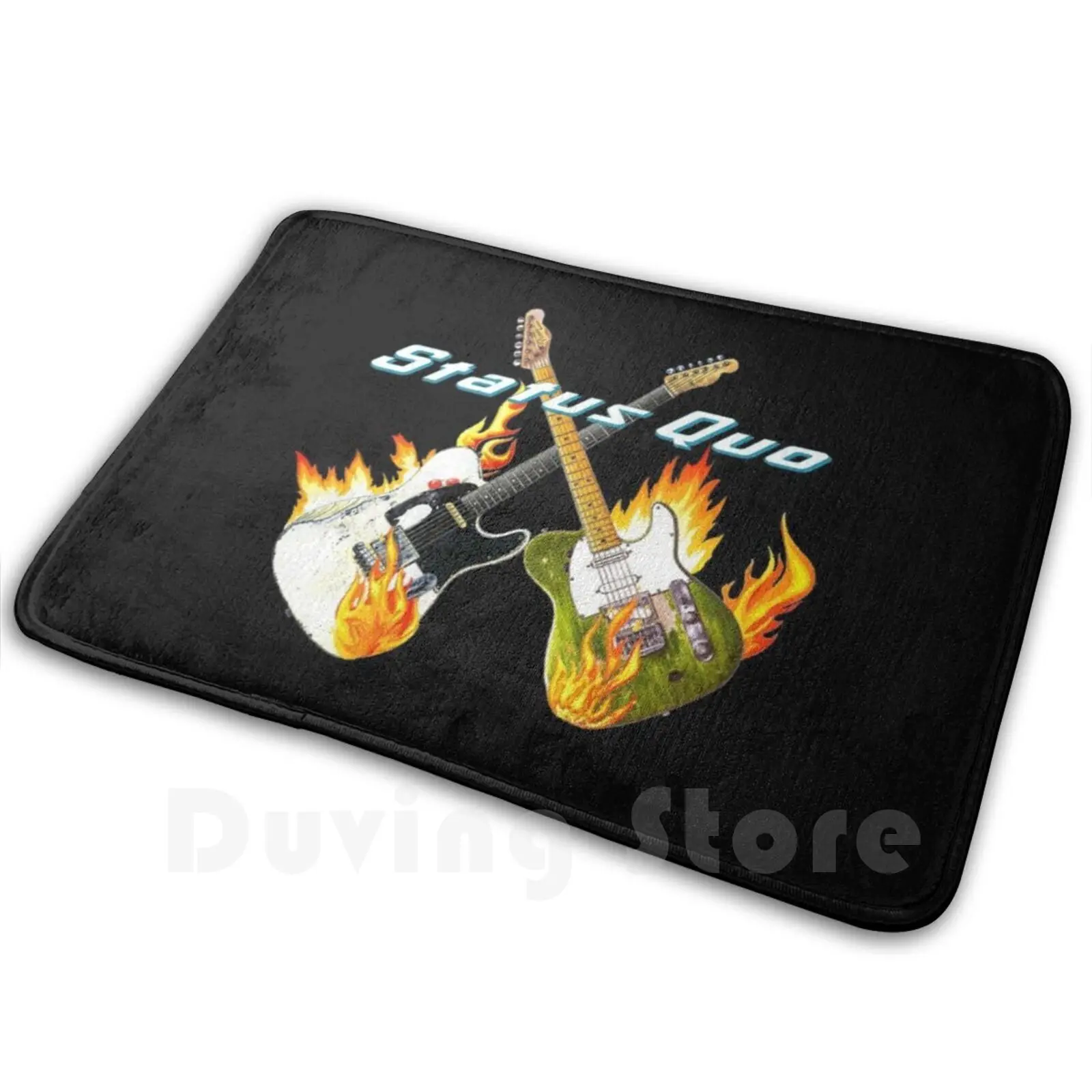 Status Quo-Guitars On Fire Mat Rug Carpet Anti-Slip Floor Mats Bedroom