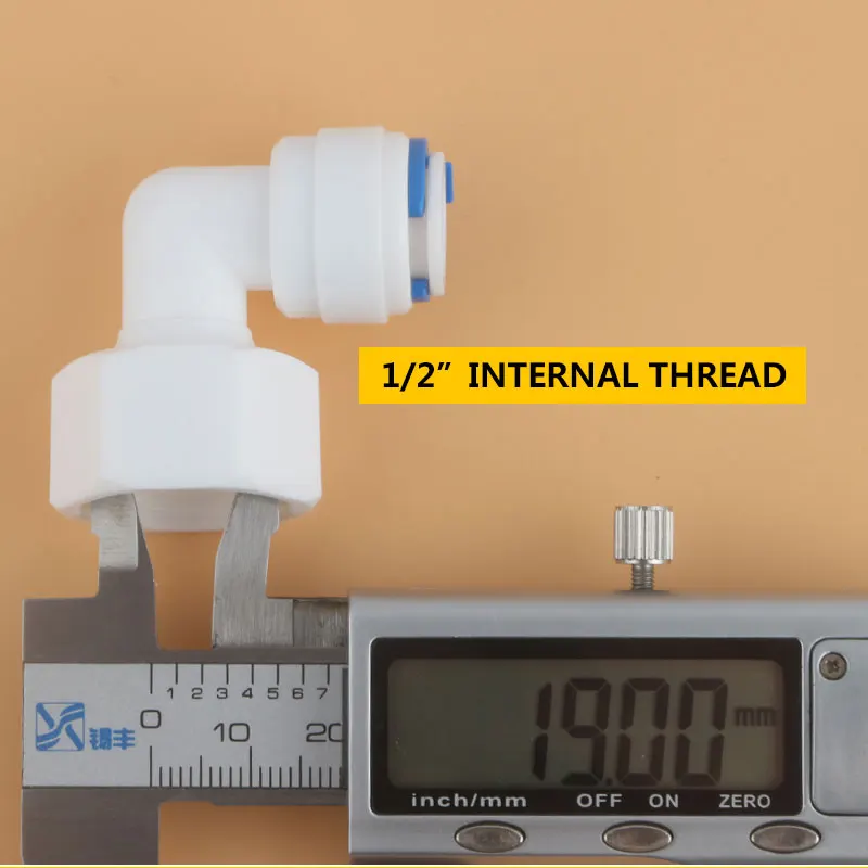 Rosca interna de 1/2 "para tubo de 1/4", conector de cotovelo com anel de silicone, 43n, conexão rápida branca, encaixe para água