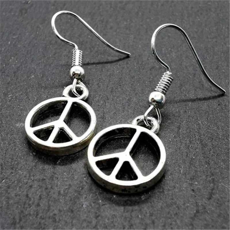 Mini Peace Sign Drop Earrings, Miniature Handmade Peace Jewellery, Anti-War, Hippy, Peace Charm, Hippie, 60's view 3