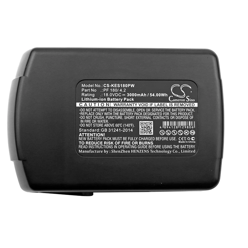 

Cameron Sino Battery for Kress PF 180/ 4.2 APF 144/4.2 fits Kress 180 AFB Power Tools Replacement battery Li-ion 18.00V 3000mAh