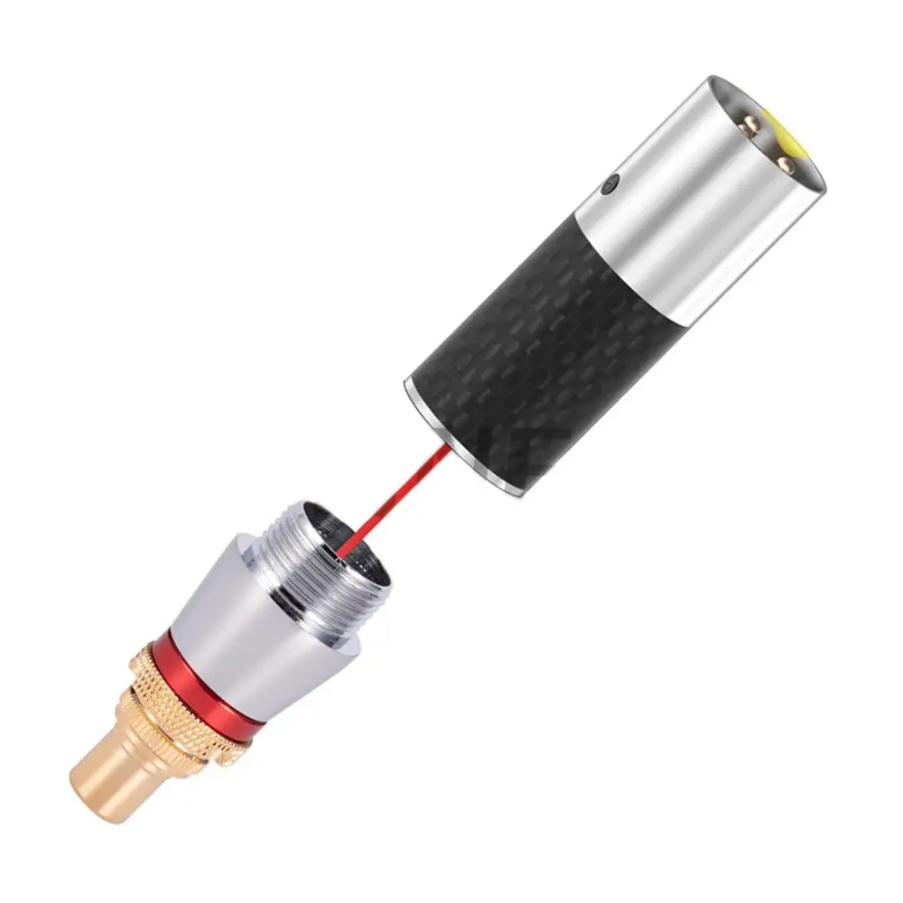 TOP-HiFi 2 pezzi in fibra di carbonio placcato in oro 3pin XLR maschio a RCA femmina adattatore 3pin XLR femmina a RCA femmina convertitore fai da te