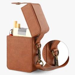 Anti-pressure Shockproof Leather Cigarette Case Portable Cigarettes Box Container Smoking Protection Case With Hanging Lanyard