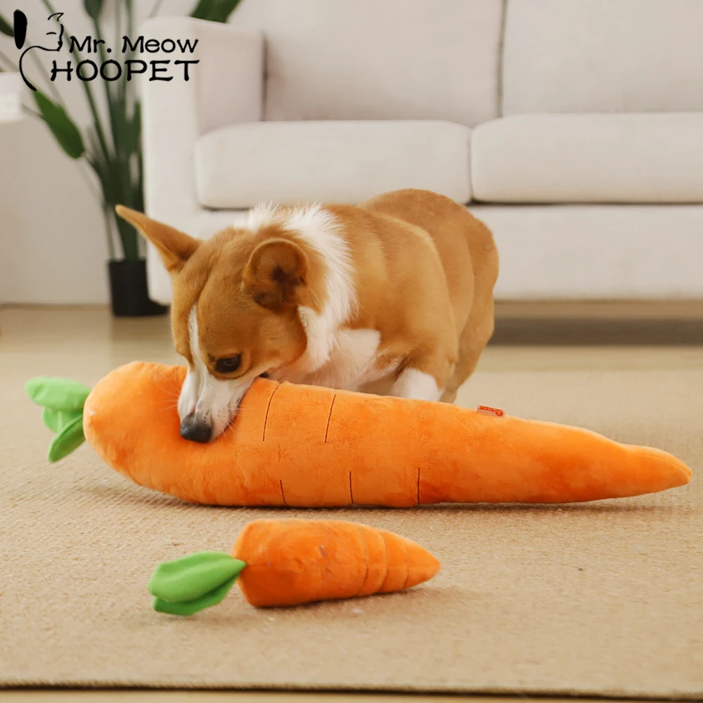 Hoopet Pet Toy Carrot Shape Toy for Dogs Cats Sleeping Pillow Dog Chew Training Toy High Quality Plush Sounding Toy for Puppy