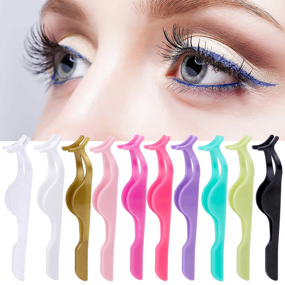 10/30/50Pcs False Eyelash Tweezers Plastic Lashes Forceps Eyelashes Extension Curler Nipper Lash Applicator Makeup Remover Clip