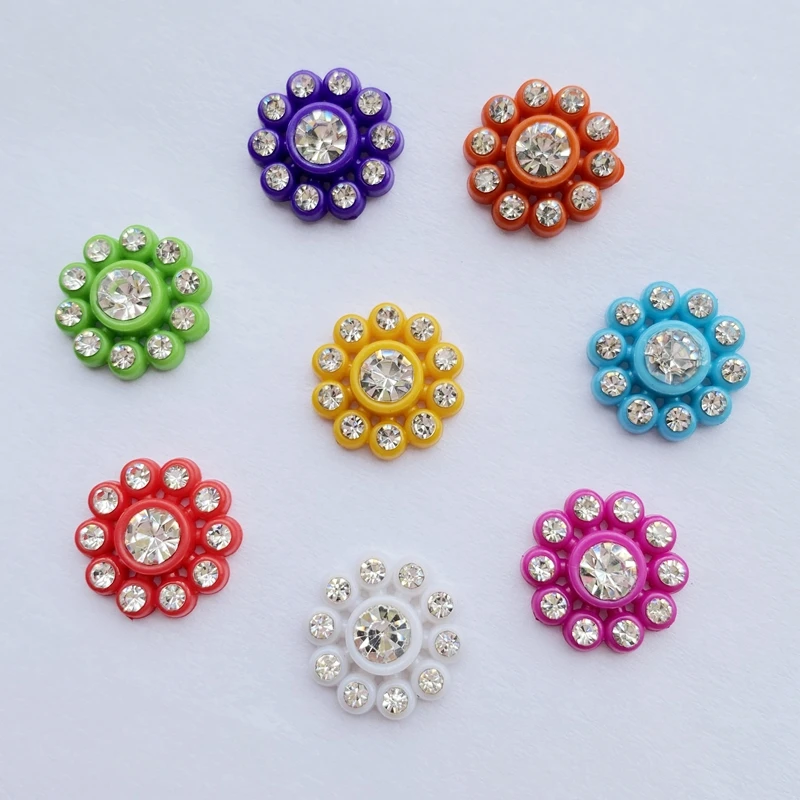 30Pcs Diy Mixed with shiny diamonds resin flower Flatback Cabochon Scrapbooking Fit Hair Clips Embellishments Beads D72