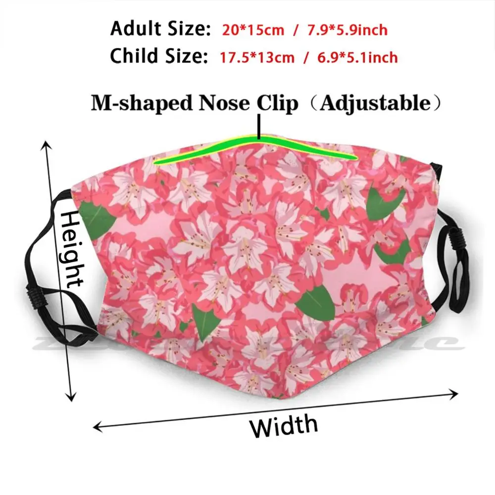 Rhododendron Blossoms Custom Pattern Washable Filter Pm2.5 Adult Kids Mask Blossoms Blooms Flowers Floral Seamless Pattern Lush