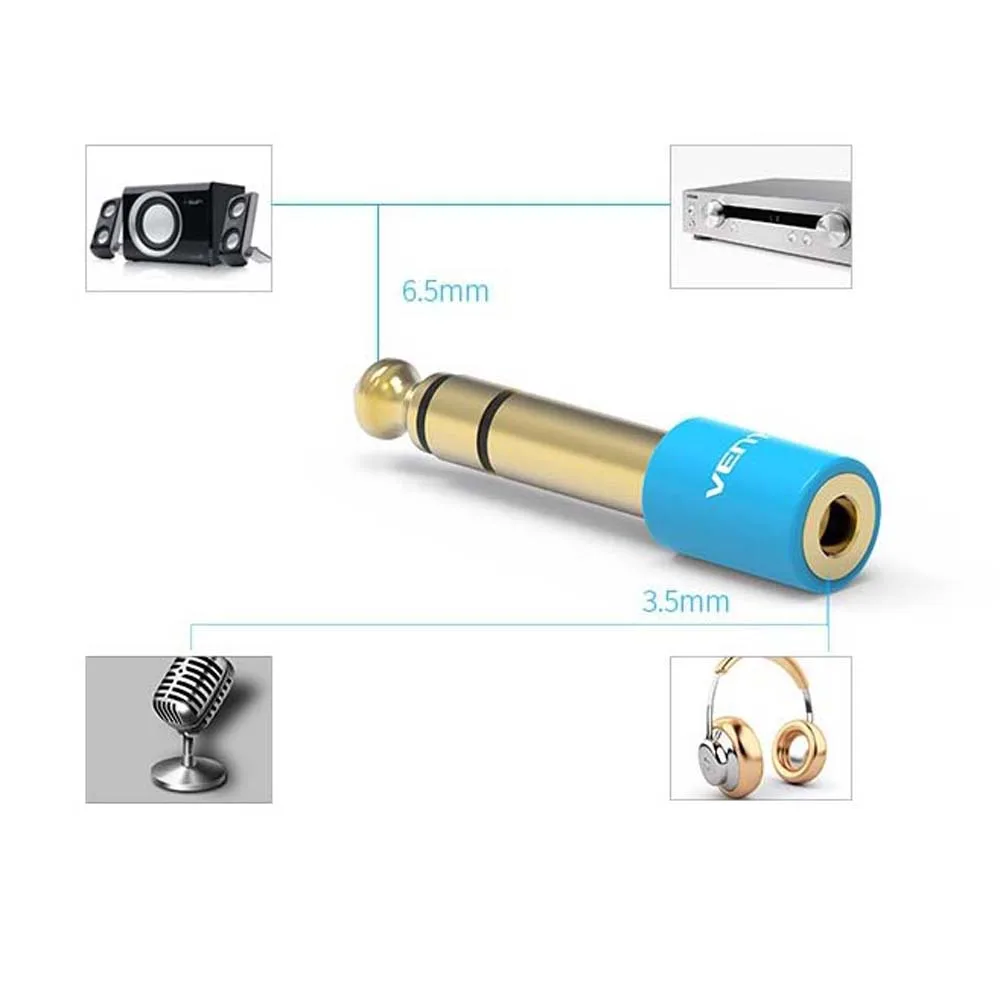 Jack 6.5 6.35mm wtyk męski na złącze żeńskie 3.5mm wzmacniacz słuchawkowy Adapter Audio mikrofon AUX 6.3 3.5mm konwerter