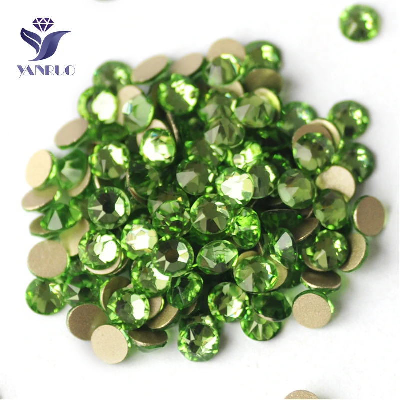 YANRUO 2088NoHF All Sizes Peridot Flatback Non Hotfix Strass Crystal Nail Art Decorations Glue On Rhinestones For Crafts