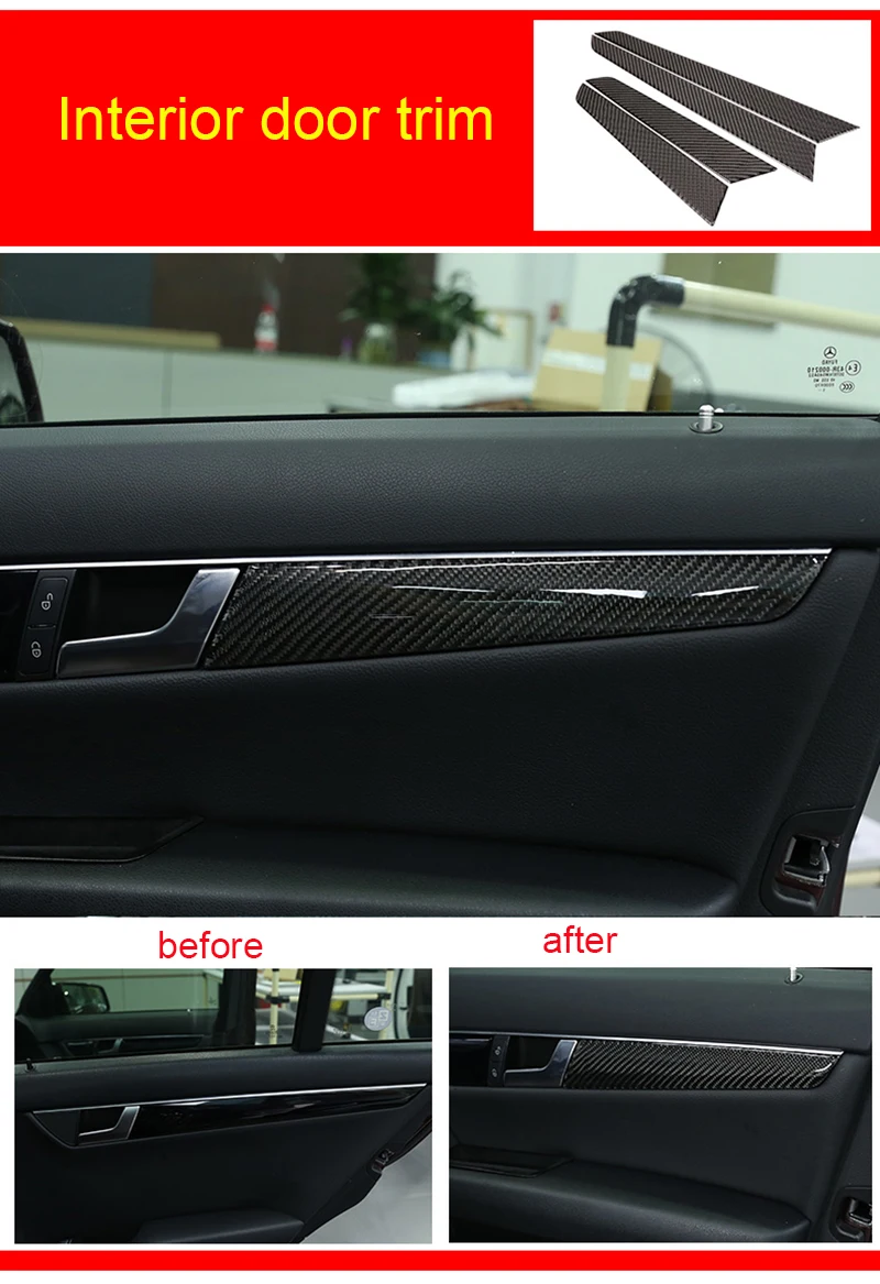 

Inner Door Handle Frame For Mercedes Benz Carbon Fiber 2014 6pcs C 2008-