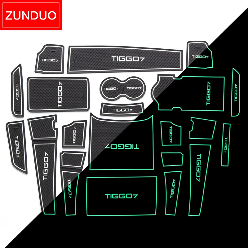 ZUNDUO Anti-Slip Gate Slot Cup Mat for Chery Tiggo 7 Pro 2023-2020 Non-slip Pad Interior Accessories Rubber