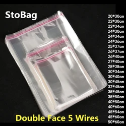 Stobag-sacos celofane auto-adesivos claros, 100pcs, sacos de plástico auto-selantes, para roupas, embalagens de jóias, doces, opp, resealable