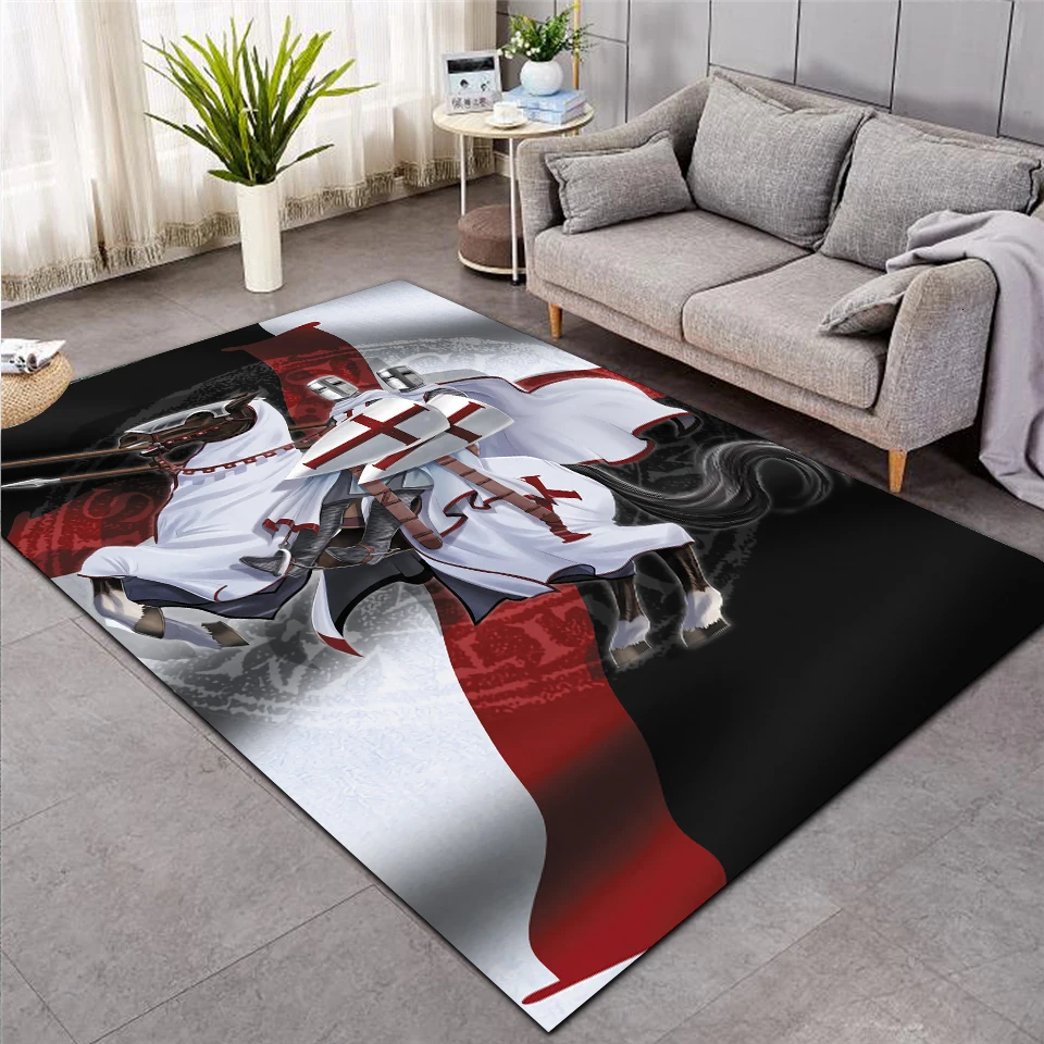 Knights Templar  cavalier Carpet Soft Flannel 3D Print Rug Parlor Mat Area Rug Anti-slip Large Carpet Rug Living Room Decor 008