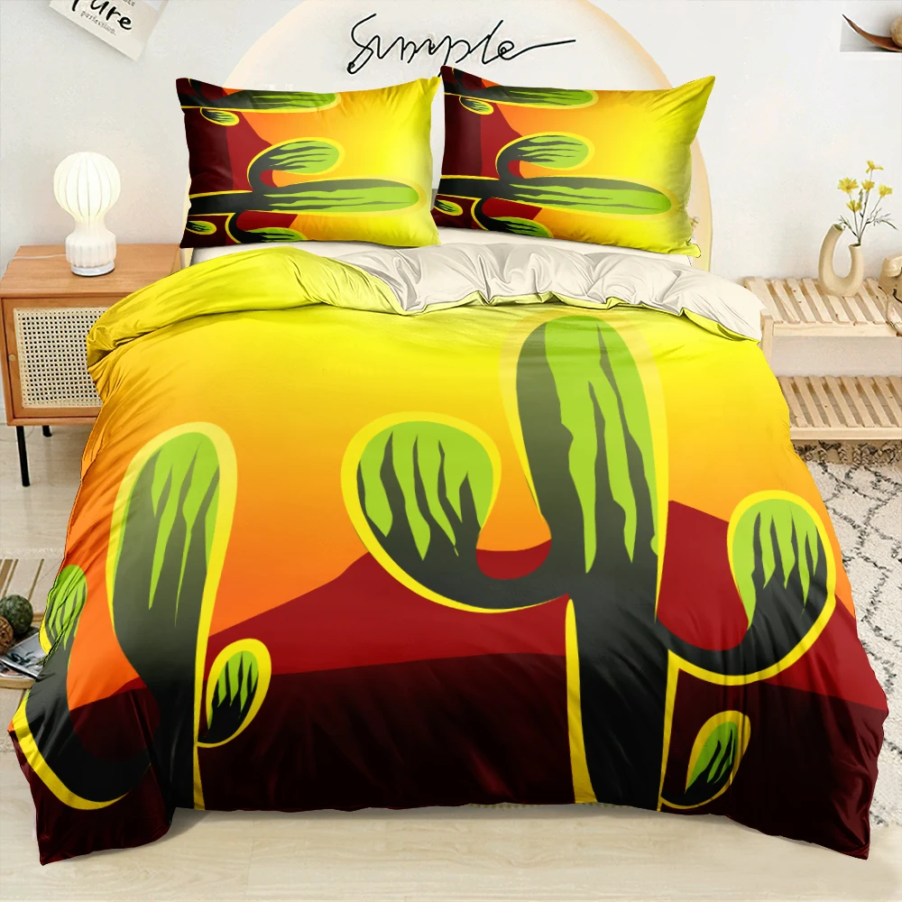 3D Cartoon Sunset Cactus Bedding Set Custom Design Blanket/Quilt Cover Set Twin Queen King Size 140x210cm Bed Linen for Children