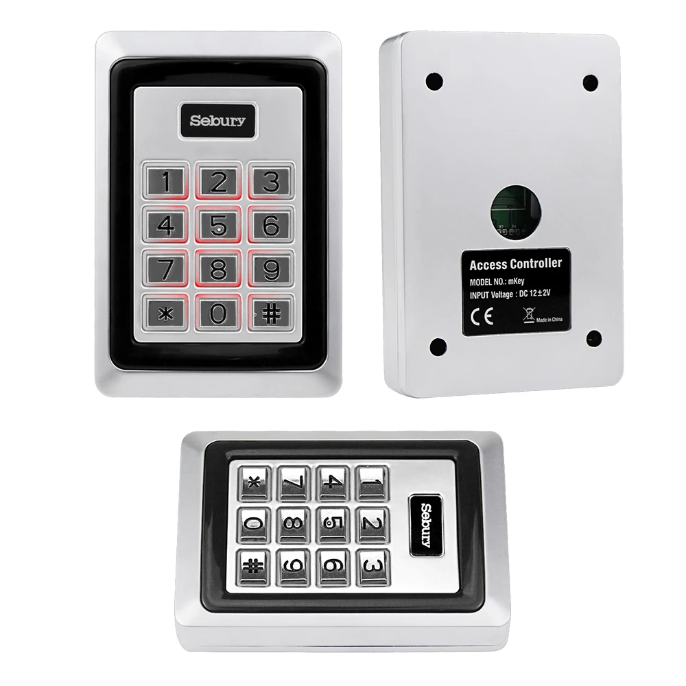 Standalone Metal Access Control Keypad RFID Keyboard Waterproof Cover Controller 10pcs Keyfobs for Door Access Control System