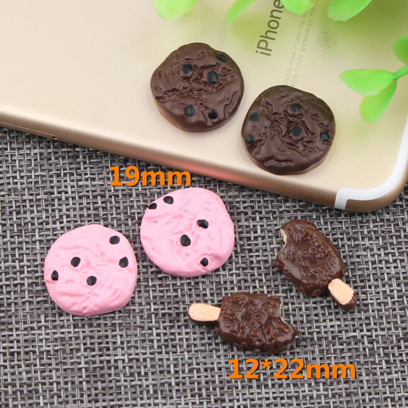 

100pcs Resin Chocolate Cookies Ice Cream Popsicle Charms Pendants for DIY Decoration Necklace Hair Accessories Jewelry Making