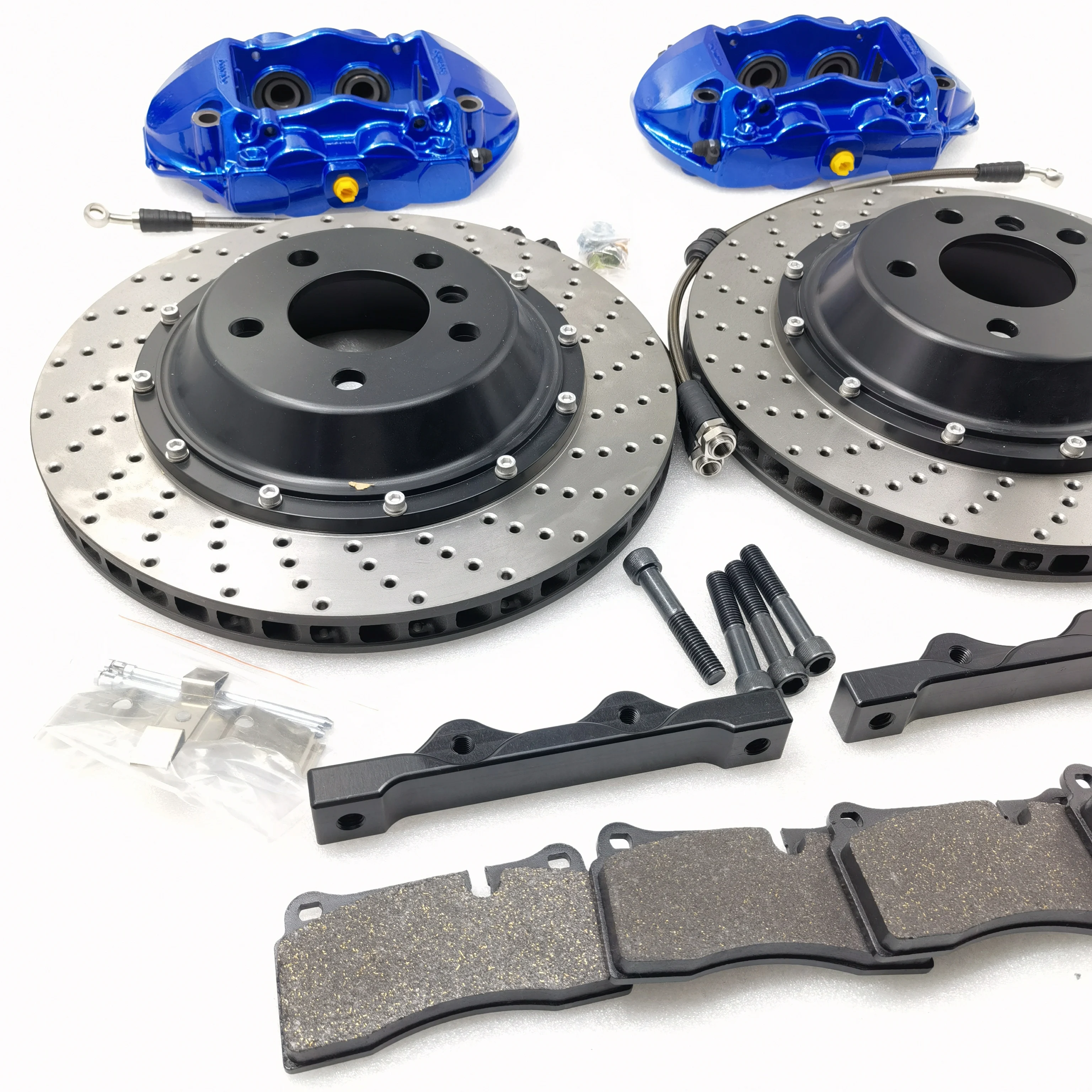 Jekit performance Brake System Blue caliper GT4 380*28mm Drilled Lines Disc Kit For 2016 cadillac Escalade rear