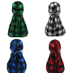 Unisex Men Silk Durag Turban Hat Wigs Biker Headwear Headband Long Tail Straps Printing Silky Durags Bandanas For Men