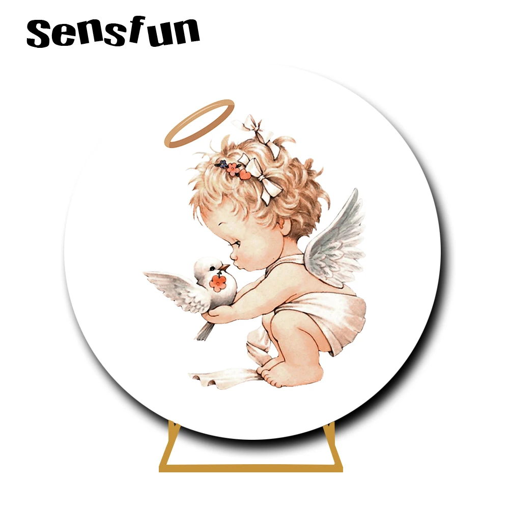 غطاء خلفية دائري لاستوديو الصور ، صور مخصصة ، خلفية لحديثي الولادة ، التعميد ، التواصل المقدس ، يا بيبي ، 7 خيارات