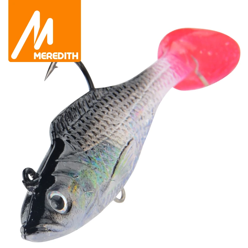 MEREDITH 5pcs Small DD Fish 70mm/8.5g Lead Fishing Lures T Tail Soft Fishing Lures Single Hook Artificial Wobblers Bait Fishing