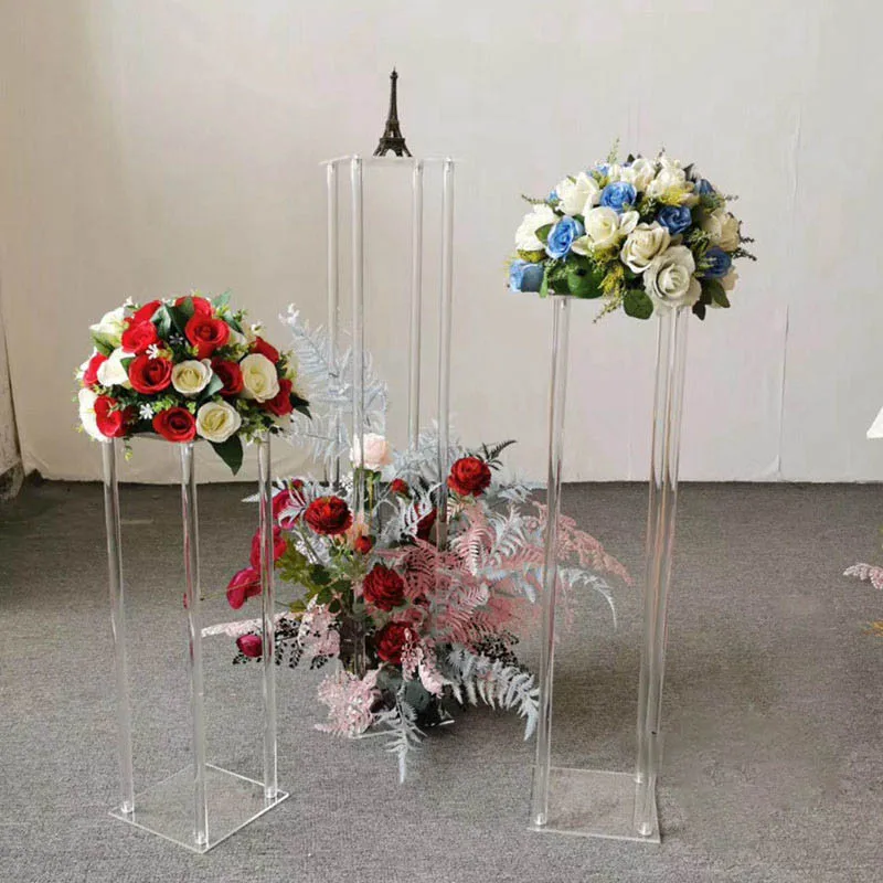 

Acrylic Wedding Background Decoration Flower Vase, Clear Table, Christmas Party Centerpiece, Marriage Luxury Floral Stand