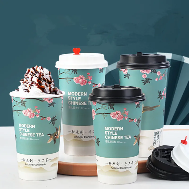 50pcs High quality 500ml 16oz creative disposable coffee cup wedding birthday party favors drinking milk tea juice paper cups