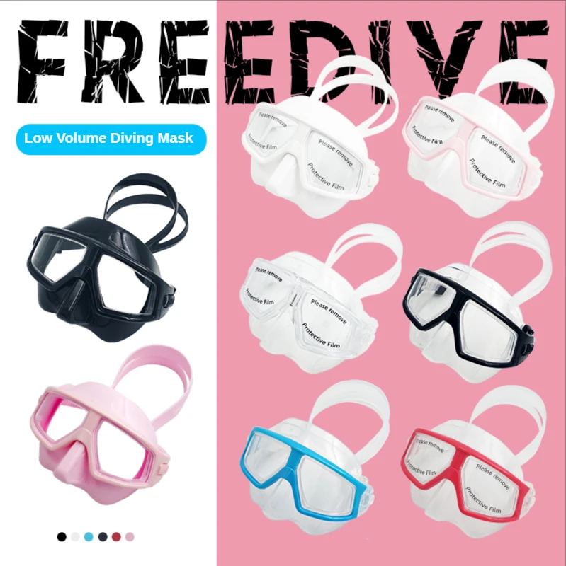 Professional FreeDiving Mask Anti-Fog Snorkeling Low Volume Swimming Mask with UV Protection Adjustable Snokelling Goggles