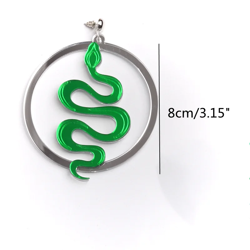 KUGUYS Mirror Green Snake Drop Earrings for Women Hyperbole Large Round  Acrylic Trendy Jewelry Fashion Accessories