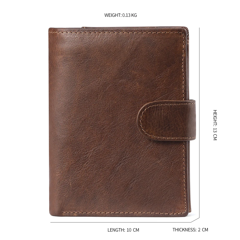 JOGUJOS Crazy Horse Leather Men's Wallet Genuine Leather Men Business Wallet  RFID Men Card Id Holder Coin Purse Travel Wallet