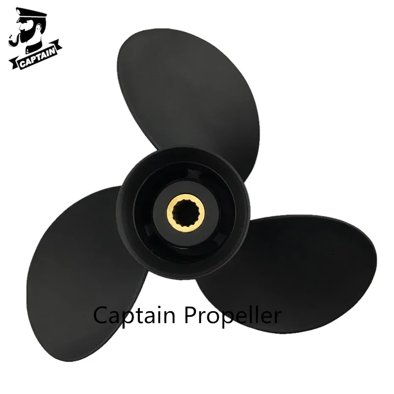 Captain Black Max Propeller 9.25x9 Fit Mercury Mariner Outboard 9.9HP 15HP 20HP 14 Teeth Splines Tohatsu Aluminum Propeller