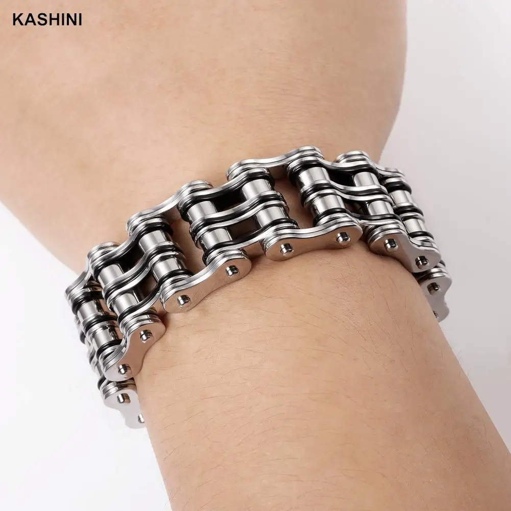 Retro Men Multilayer Bracelets Bangles Punk Biker Bicycle Motorcycle Chain Link Bracelets for Men Stainless Steel Jewelry