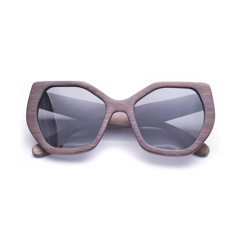 Vintage Hexagonal Bamboo Wood Sunglasses Women Men Polarized UV400 Oversized Anti-Reflective Sun Glasses Eyewear