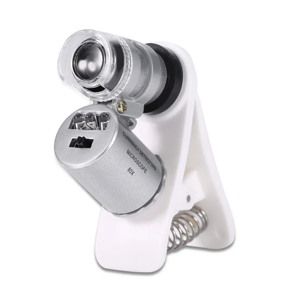 Loupe à aiguille de tatouage F60 60 fois HD Portable LED, loupe à Microblading, outils de tatouage, accessoire argenté