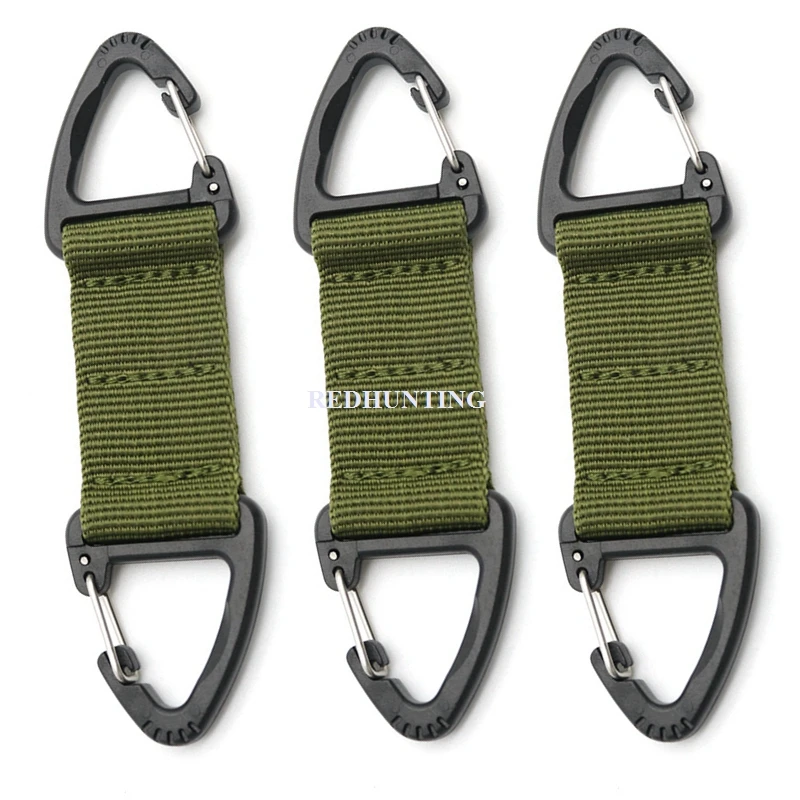 4.72 inches Double Plastic Triangle Tactical Nylon Belt Clip Molle Hooks Key Holder Carabiner Buckle Keychain