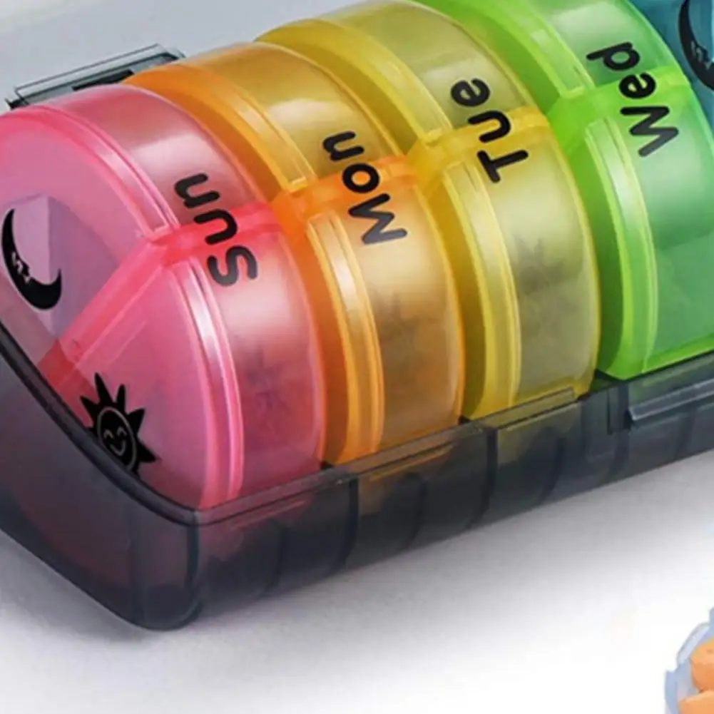 Weekly Pill Organizer Airtight Rainbow Color Pill Case Plastic 7 Day Moisture Proof Vitamin Tablets Storage Container таблетница