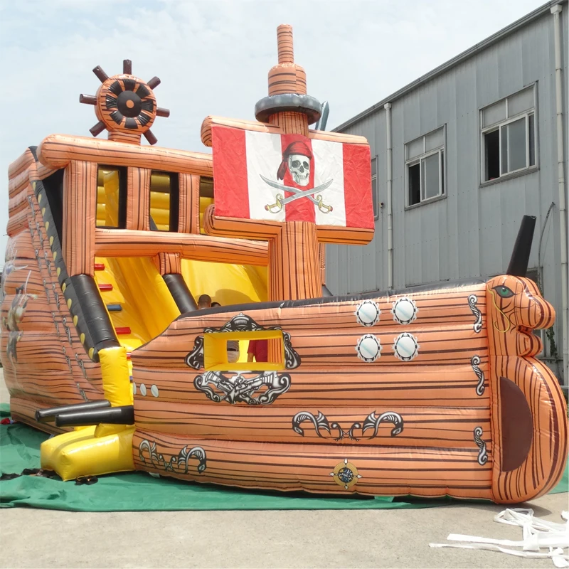 

Inflatable Slide Commercial Inflatable Toy Popular Design Pirate Ship Theme For Kids Outdoor Amusement Park