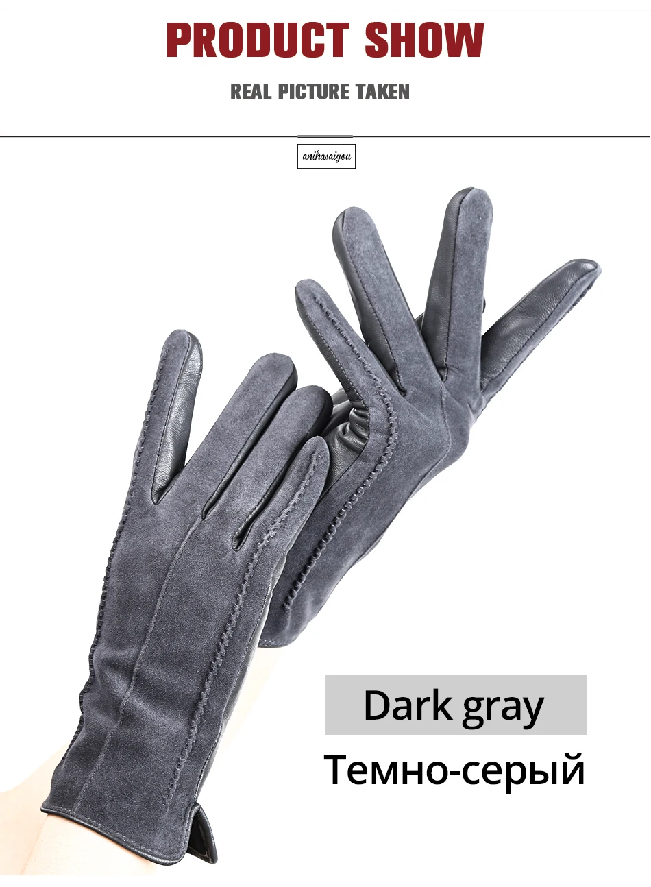 Good Quality Touch Gloves Color Winter Women's Leather Gloves Genuine Suede 50% Genuine Leather 50% Women's Gloves -2007