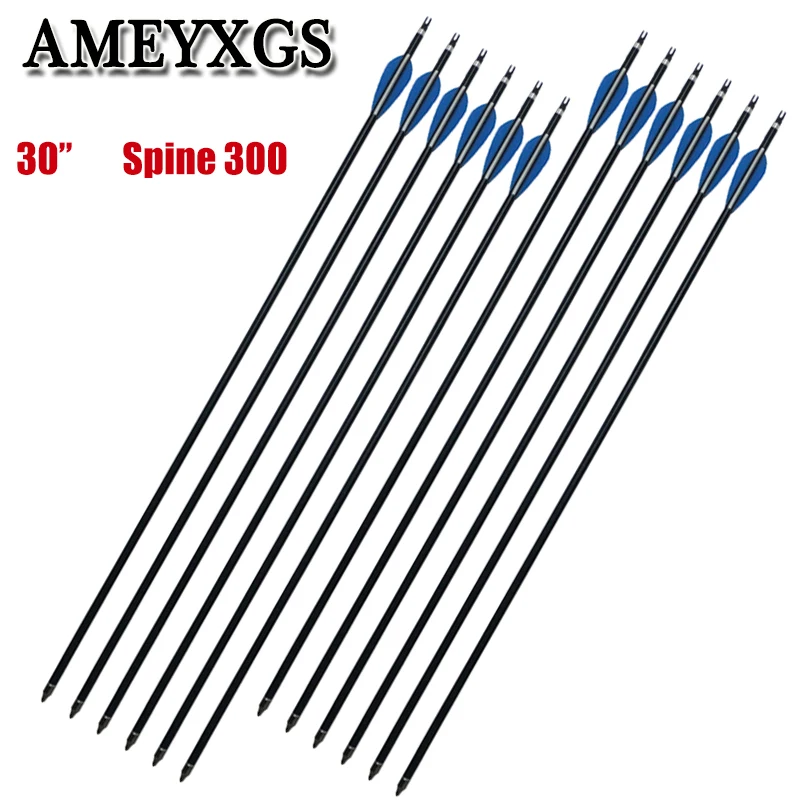 6/12/24pc Aluminum Arrow Spine 300 Hunting Arrow 30inch Steel Point For Recurve Compound Bow Arrow Outdoor Shooting Accessories