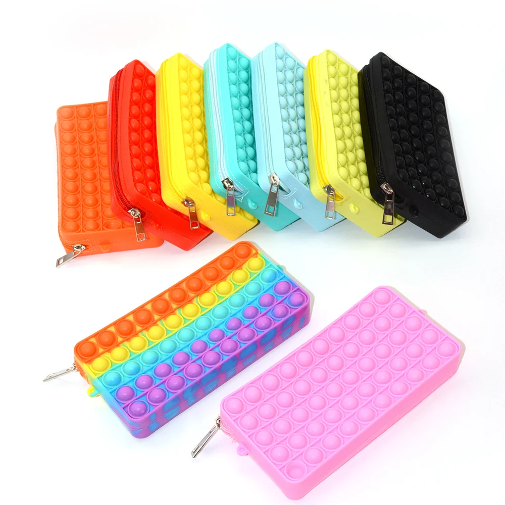 Pop Its Pencil Case Kawaii Stationery School Pencil Cases Trousse Scolaire Silica Gel Estuches Escolares Piornik Pencil Pouch