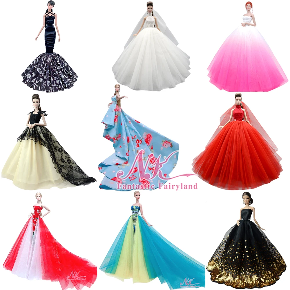 Hot sale 1 Pcs Wedding Dress For 1/6 Doll Clothes Doll Toys  Princess Doll Evening Dresses Clothes For 1/6  Doll Accessories JJ