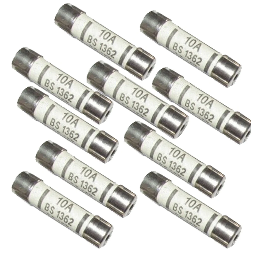 10x Fuse Ceramic Fuse Tube BS1362 10A 6x25mm For Multimeter Instrument