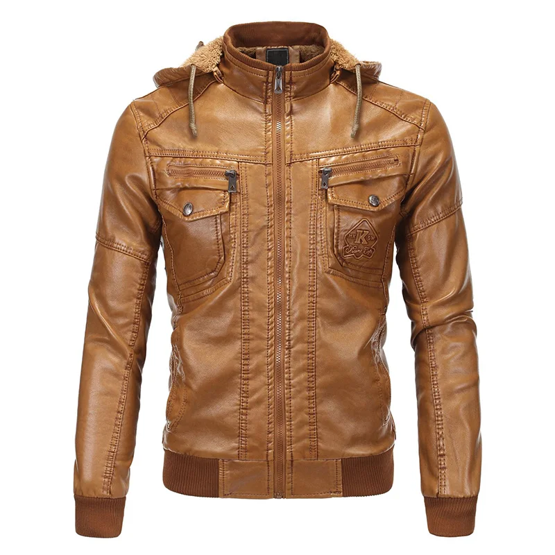 

Pop Brand Men Hooded Leather Jackets and Coats Autumn thick Bomber Jacket Male Suede Jacket Faux Leather Fur Coat Big Size 5XL